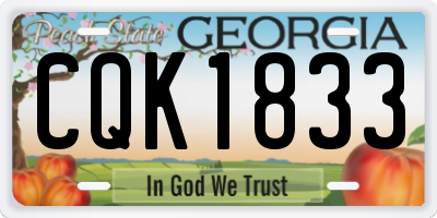 GA license plate CQK1833