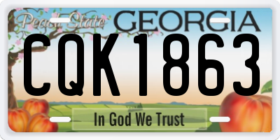 GA license plate CQK1863