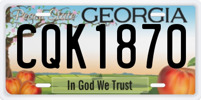 GA license plate CQK1870