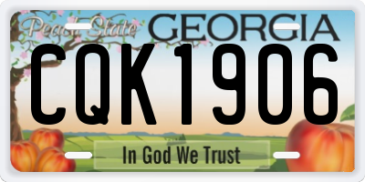 GA license plate CQK1906