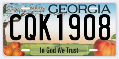 GA license plate CQK1908
