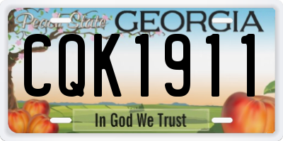 GA license plate CQK1911