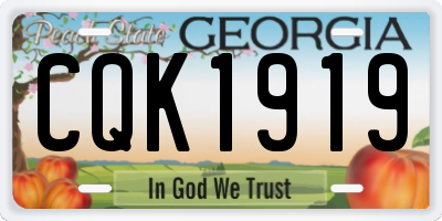 GA license plate CQK1919