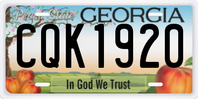 GA license plate CQK1920