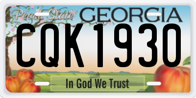 GA license plate CQK1930