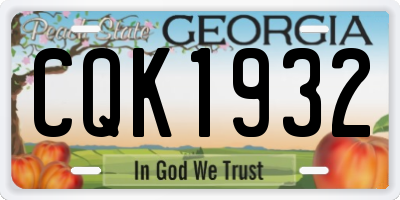 GA license plate CQK1932