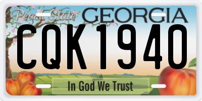 GA license plate CQK1940