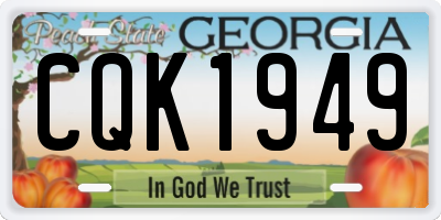 GA license plate CQK1949