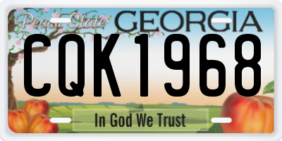 GA license plate CQK1968