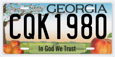 GA license plate CQK1980