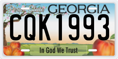 GA license plate CQK1993