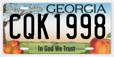 GA license plate CQK1998