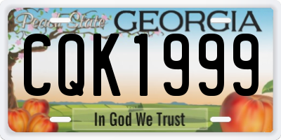GA license plate CQK1999