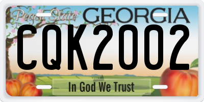 GA license plate CQK2002