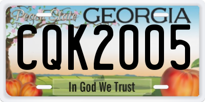 GA license plate CQK2005