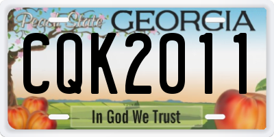 GA license plate CQK2011