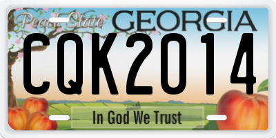 GA license plate CQK2014