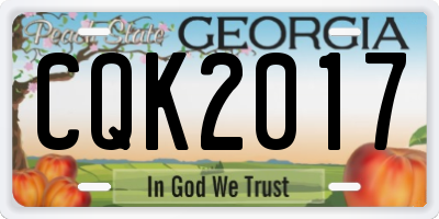 GA license plate CQK2017