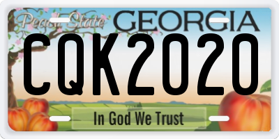 GA license plate CQK2020