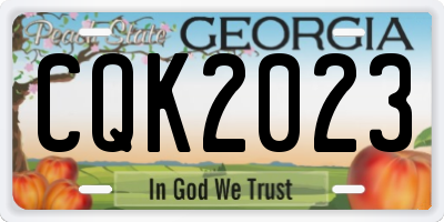 GA license plate CQK2023