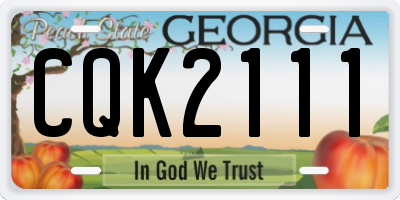 GA license plate CQK2111