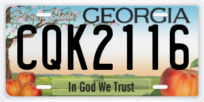 GA license plate CQK2116