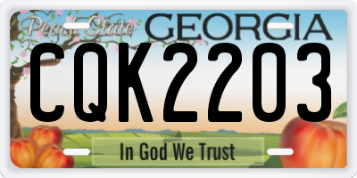 GA license plate CQK2203