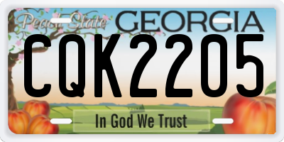 GA license plate CQK2205