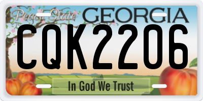 GA license plate CQK2206