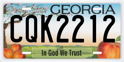 GA license plate CQK2212