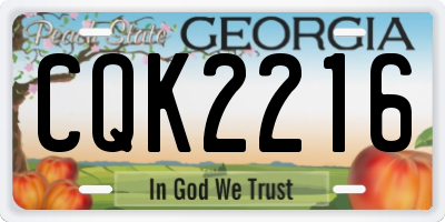 GA license plate CQK2216