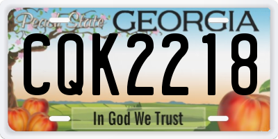 GA license plate CQK2218
