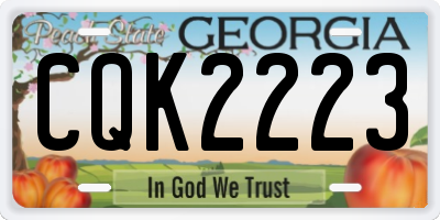 GA license plate CQK2223