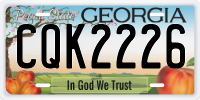 GA license plate CQK2226
