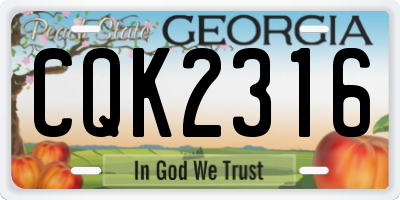 GA license plate CQK2316