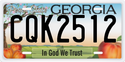 GA license plate CQK2512