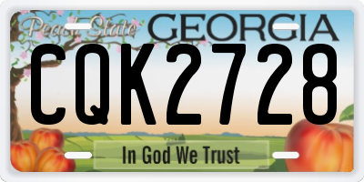 GA license plate CQK2728