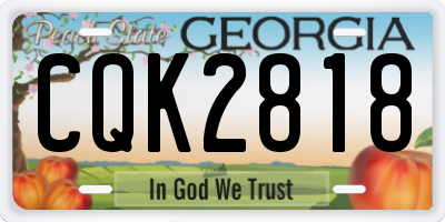 GA license plate CQK2818