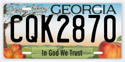 GA license plate CQK2870