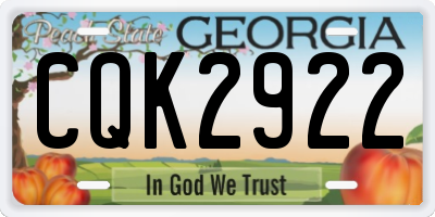 GA license plate CQK2922