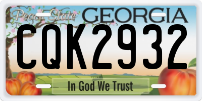 GA license plate CQK2932