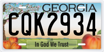 GA license plate CQK2934