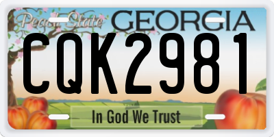 GA license plate CQK2981