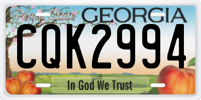 GA license plate CQK2994