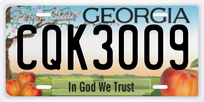 GA license plate CQK3009