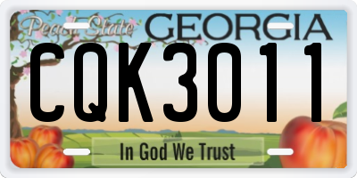 GA license plate CQK3011