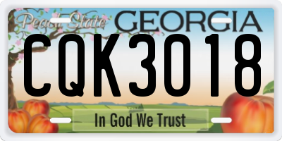 GA license plate CQK3018