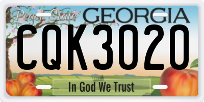 GA license plate CQK3020