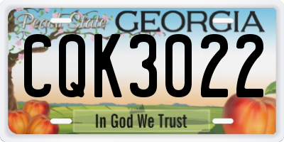 GA license plate CQK3022