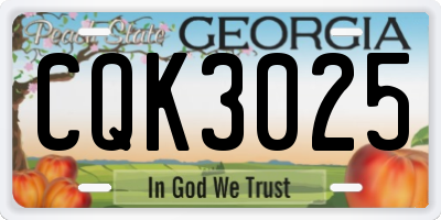 GA license plate CQK3025